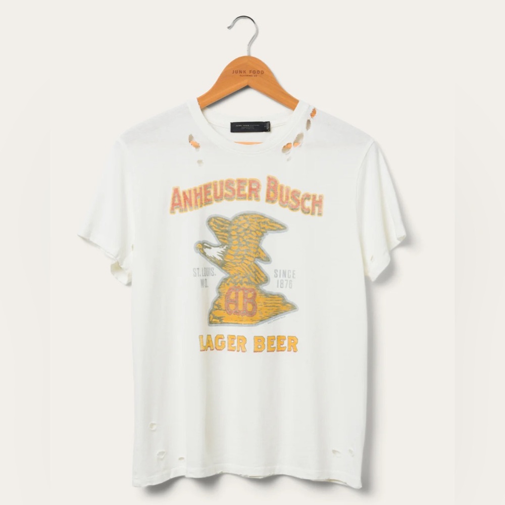 Junk Food Clothing Budweiser AB Eagle Vintage Destroy Tee XS NEW WITH TAGS NWT